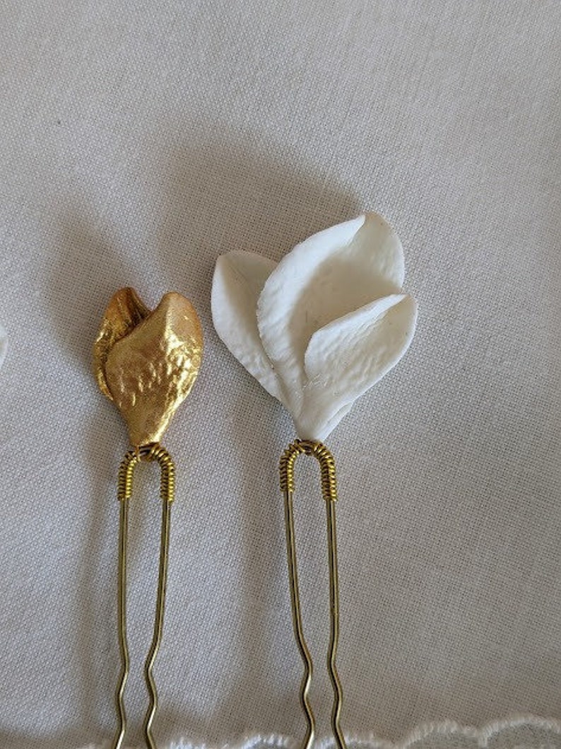 Manon hairpin, white or gold. image 4