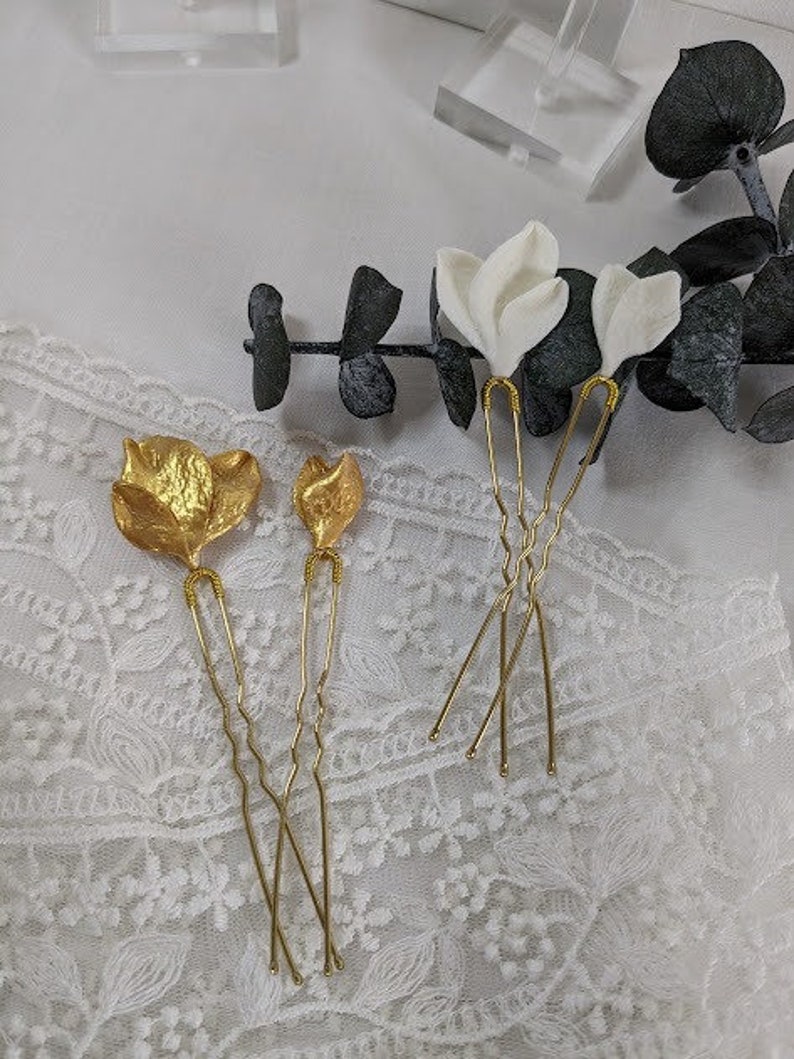 Manon hairpin, white or gold. image 6