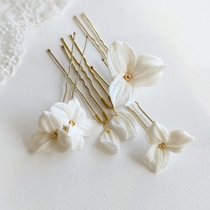 Horquillas "Garance", flores de porcelana, accesorio para el pelo de boda, horquillas para moño de boda