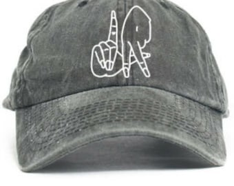 LA Hands Custom Unstructured Baseball Dad Hat Adjustable Cap New- Black Denim