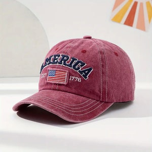 Embroidered American Flag Baseball Cap Hat for USA Adjustable Strap