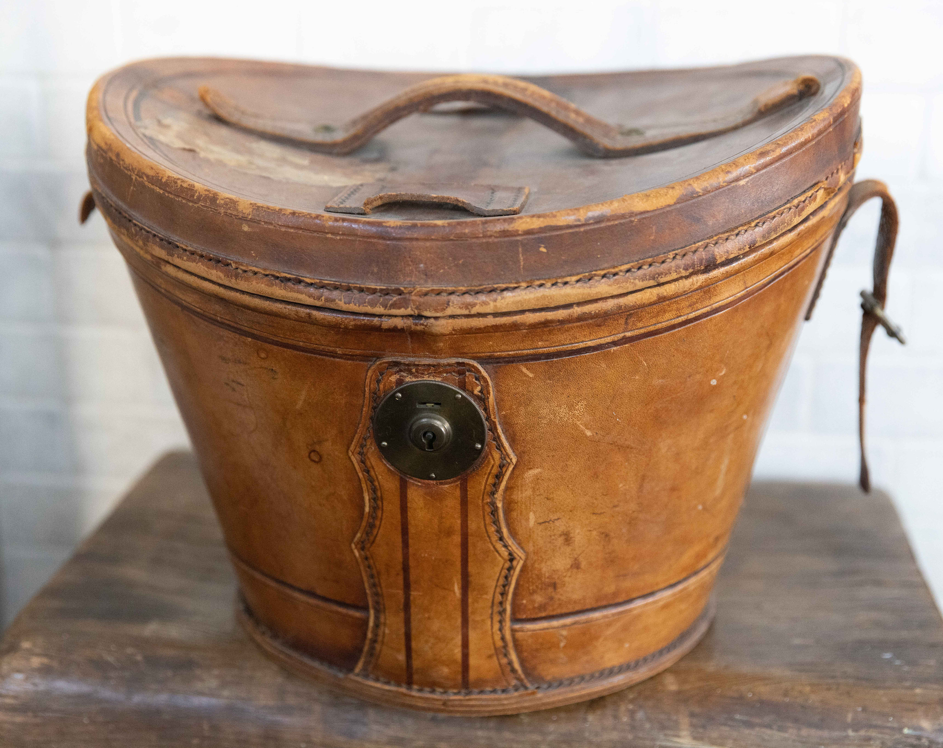 Antique Leather Hat Box Knox the Hatter NY Late 1800's