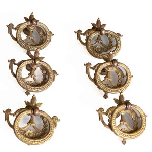 6 Victorian Brass/bronze  Drop Handle Furniture Ring Pull Antique Cast Brass  Handle Ornate Design (6 total)