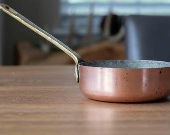 Vintage Copper Saucepan Brass Handle 5 Inch Copper Pan French Country Kitchen Cookware