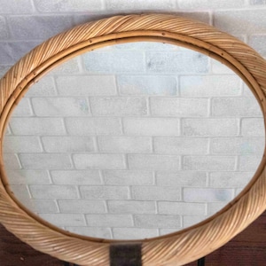 Vintage rattan, mirror, silver plate bar tray  nautical, cottage
