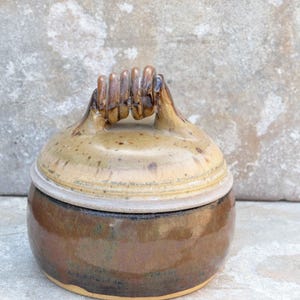 Mid Century Studio Pottery Bowl with Lid - Signed Decor