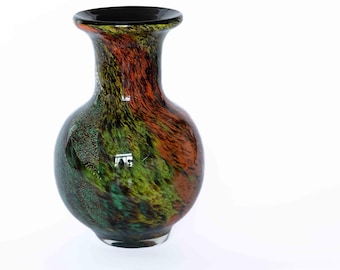 Vintage Kamei Studios Art Glass Vase: Osaka Cased Gold Foil, 10"