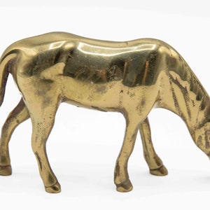 Vintage brass grazing horse statue/figurine 5&quot; long