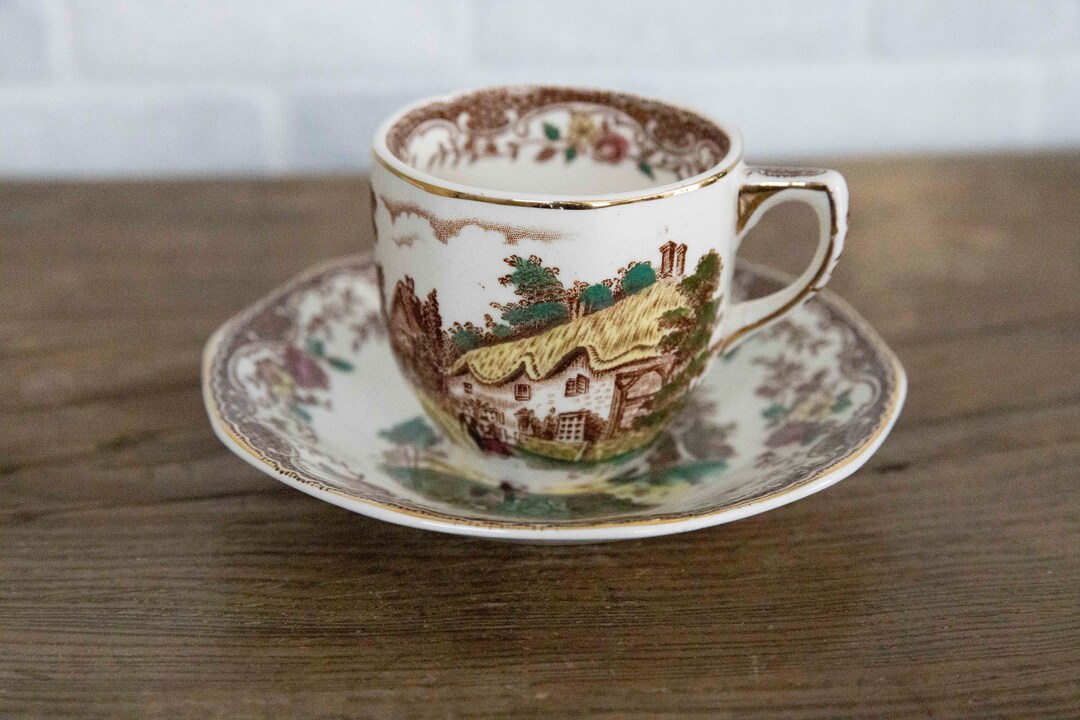 Royal Tudor Ware Olde England Barker Bros Ltd. Brown Demitasse Tea Cup
