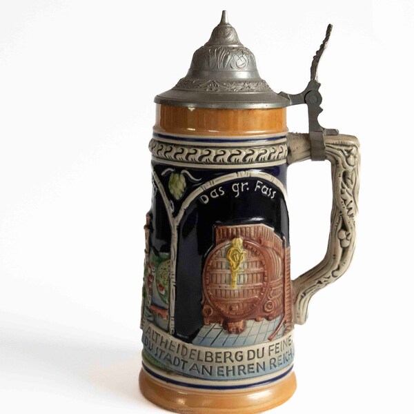 West German lidded beer Perkeo  and Heidleberg stamped SC