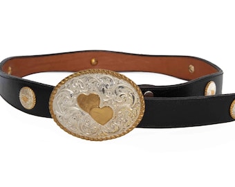 Vintage Western Style Triple Heart Engraved Belt Buckle  display picture 3