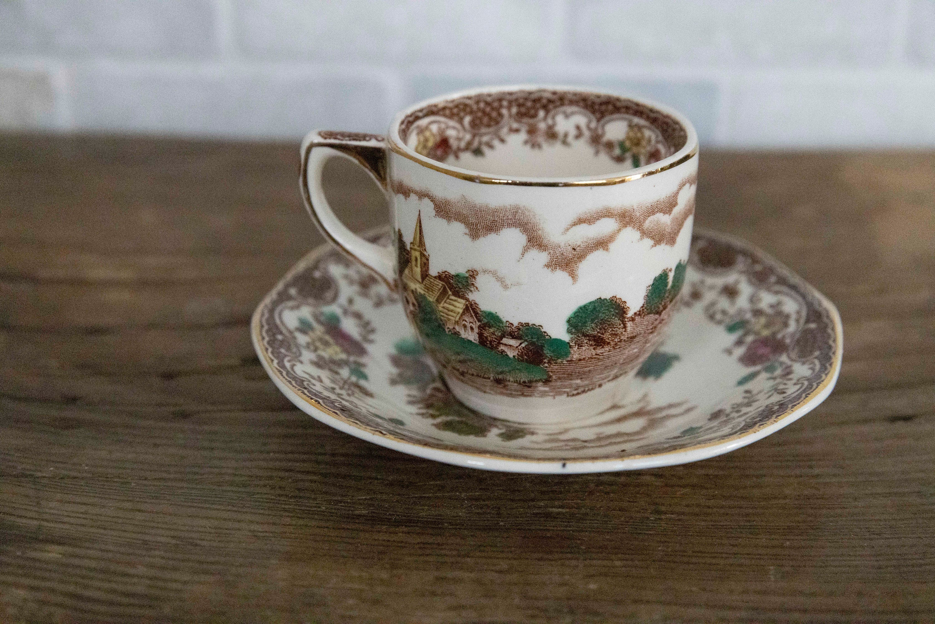 Royal Tudor Ware Olde England Barker Bros Ltd. Brown Demitasse Tea Cup