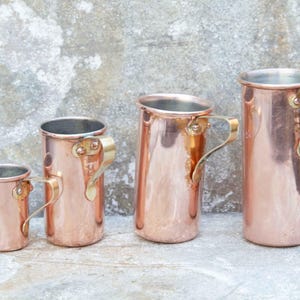 Vintage Copper and Brass Measuring Cups 1/4,1/2,3/4, and 1 cup