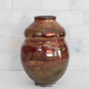 Vintage Raku fired studio pottery Earthy coloring Signed