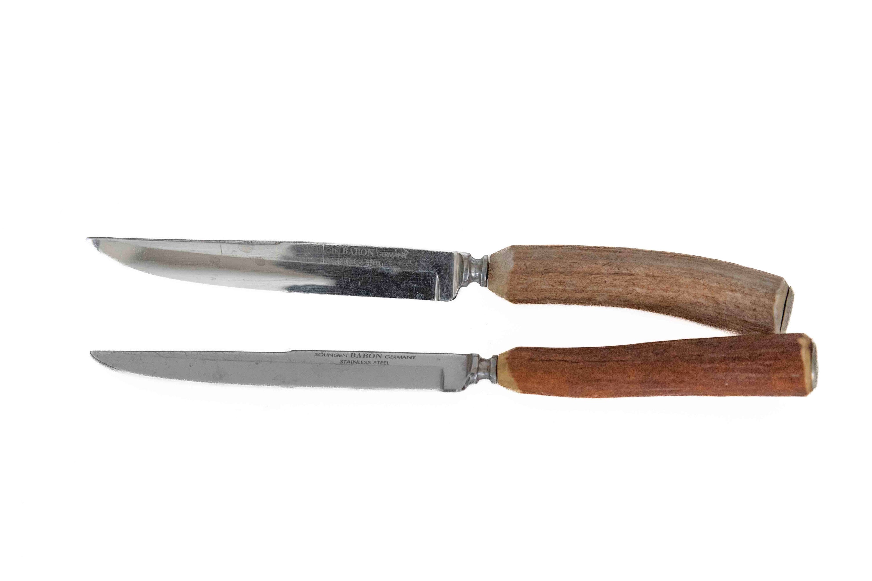 SOLINGEN - Set of 4 Horn Handled Steak Knives & Forks - Germany - - Ruby  Lane