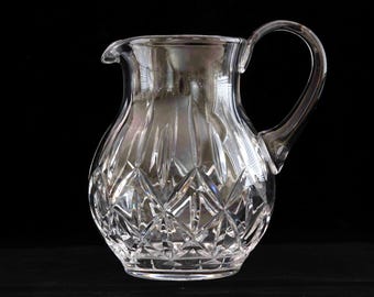 Vintage Block Glass Olympic Pitcher, Handcrafted Crystal, Made in Poland