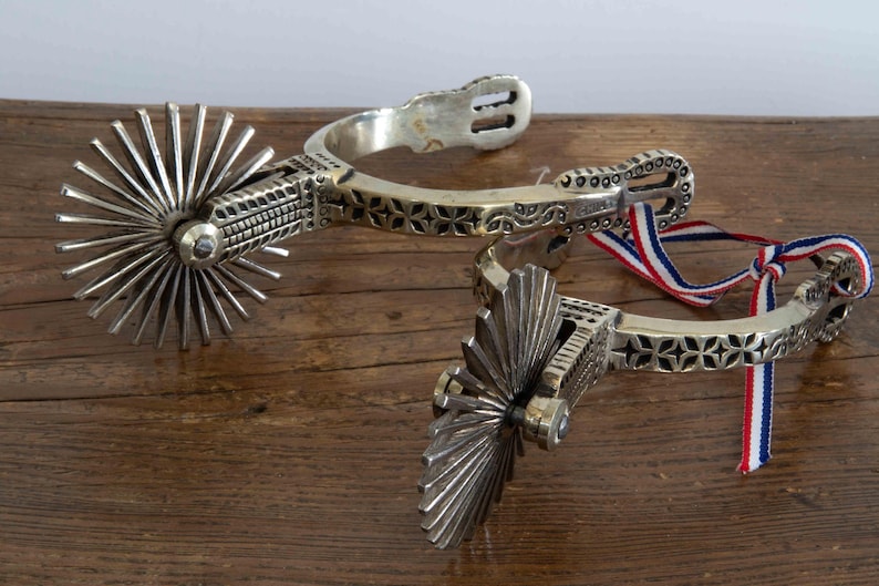 Spudys Ribbun Chilean Huaso Equestrian Spurs With Original Box Western Ranch and ...