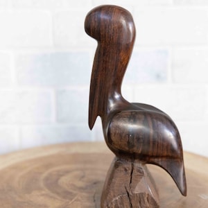 Vintage Hand carved Ironwood Pelican nautical, seashore decor, beach decor