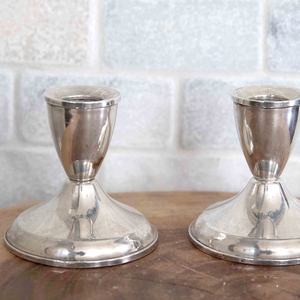 Vintage Sterling Duchin 3.5" candle holder pair