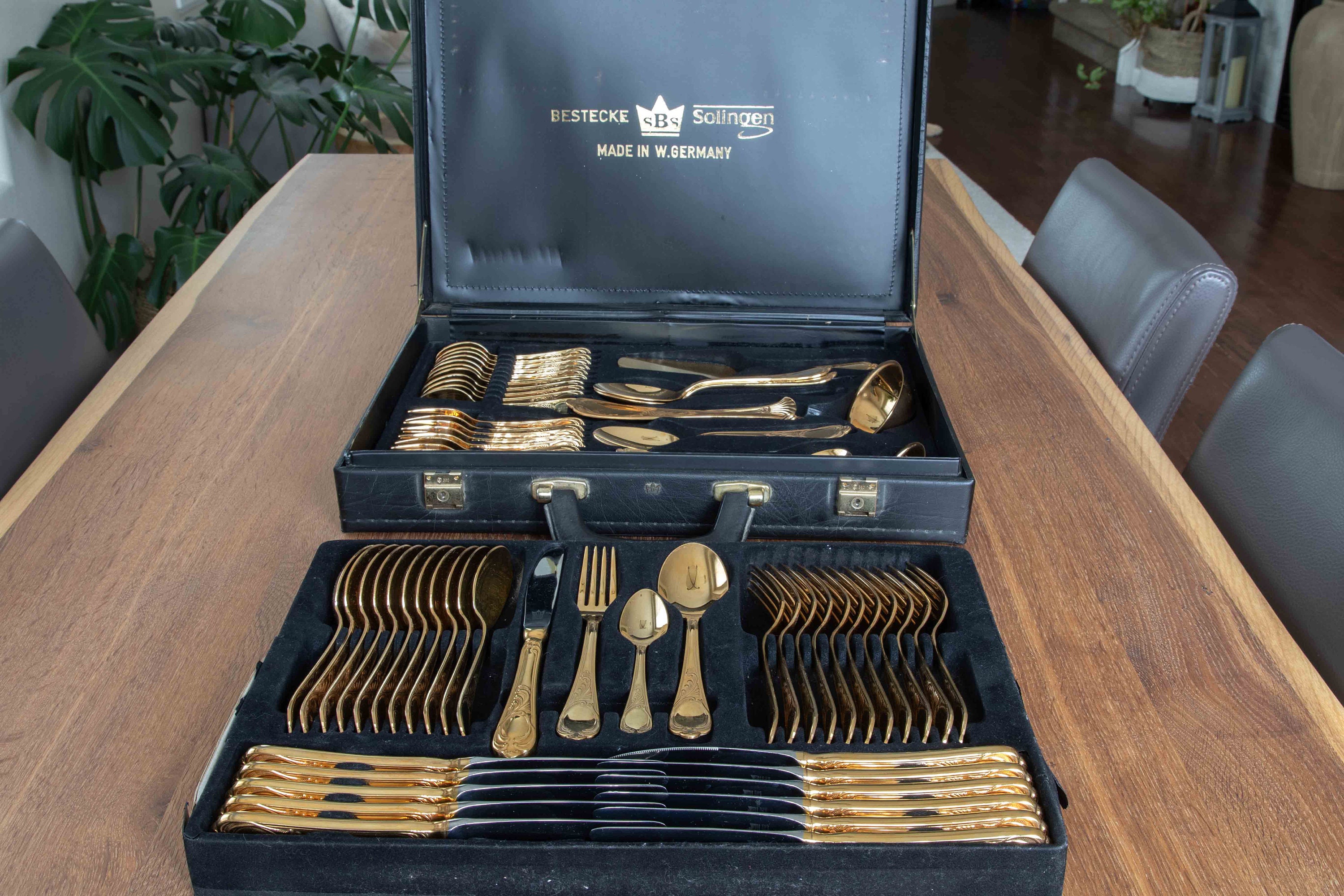 Sbs Bestecke Solingen 23 24 Karätige Goldauflage Wert Vintage Bestecke SBS Rostfrei Solingen 23/24k Gold Plated Cutlery