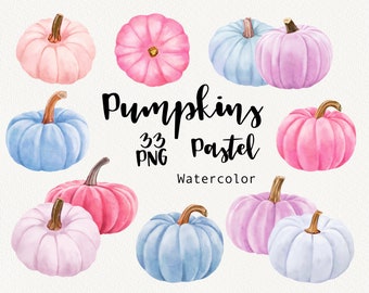 Download Watercolor Pumpkin Clipart Etsy