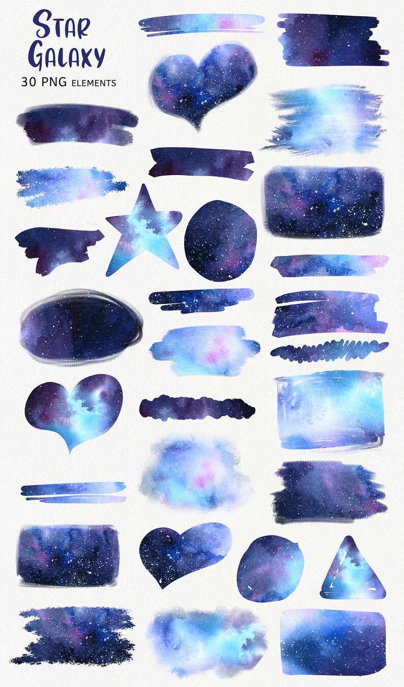 Acuarela galaxia estrellas salpicaduras galaxia clipart | Etsy