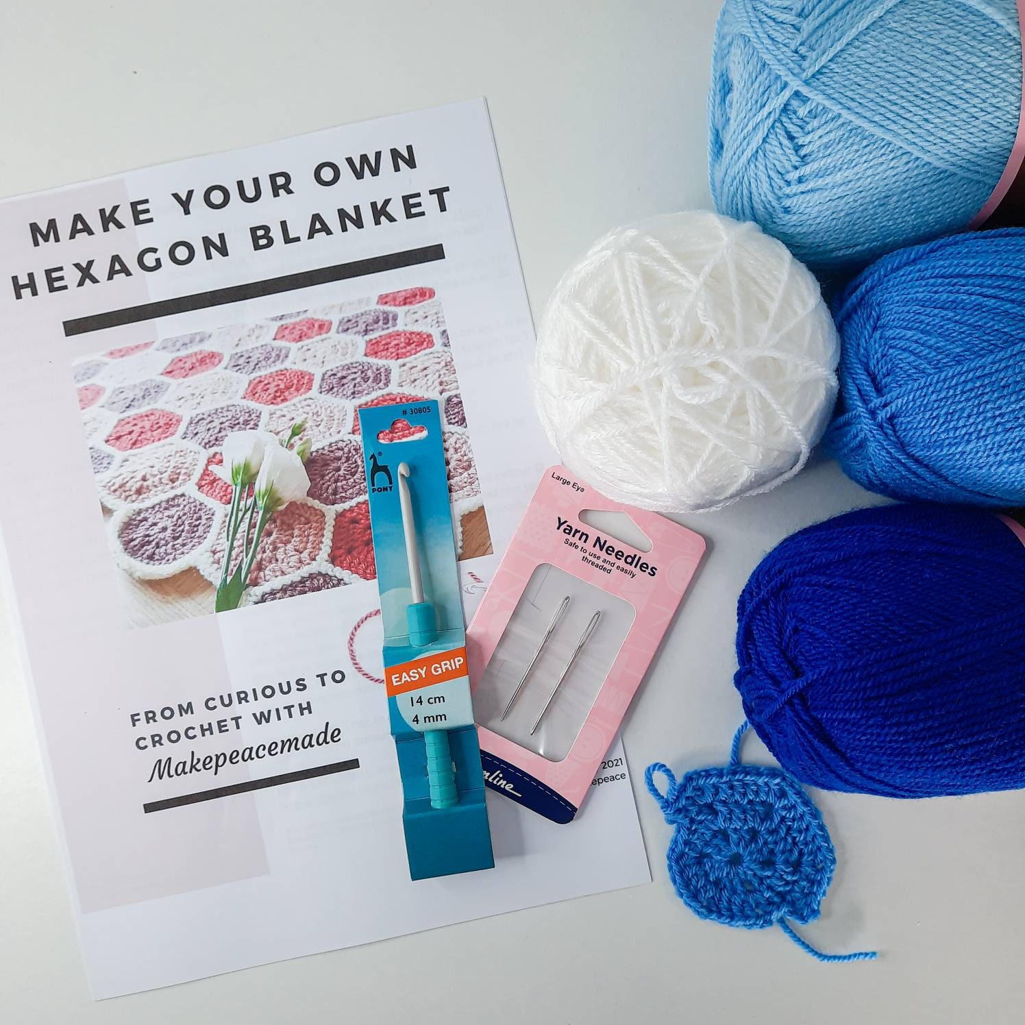 Make your own hexagon blanket kit in pinks with cream ideal Etsy