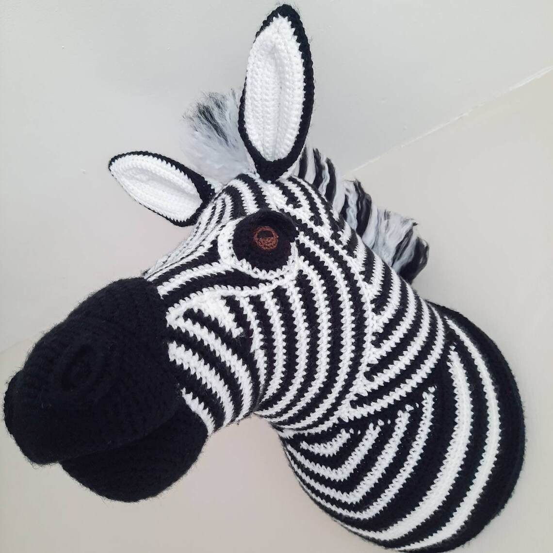Zebra crochet animal head wall hanging faux taxidermy Etsy