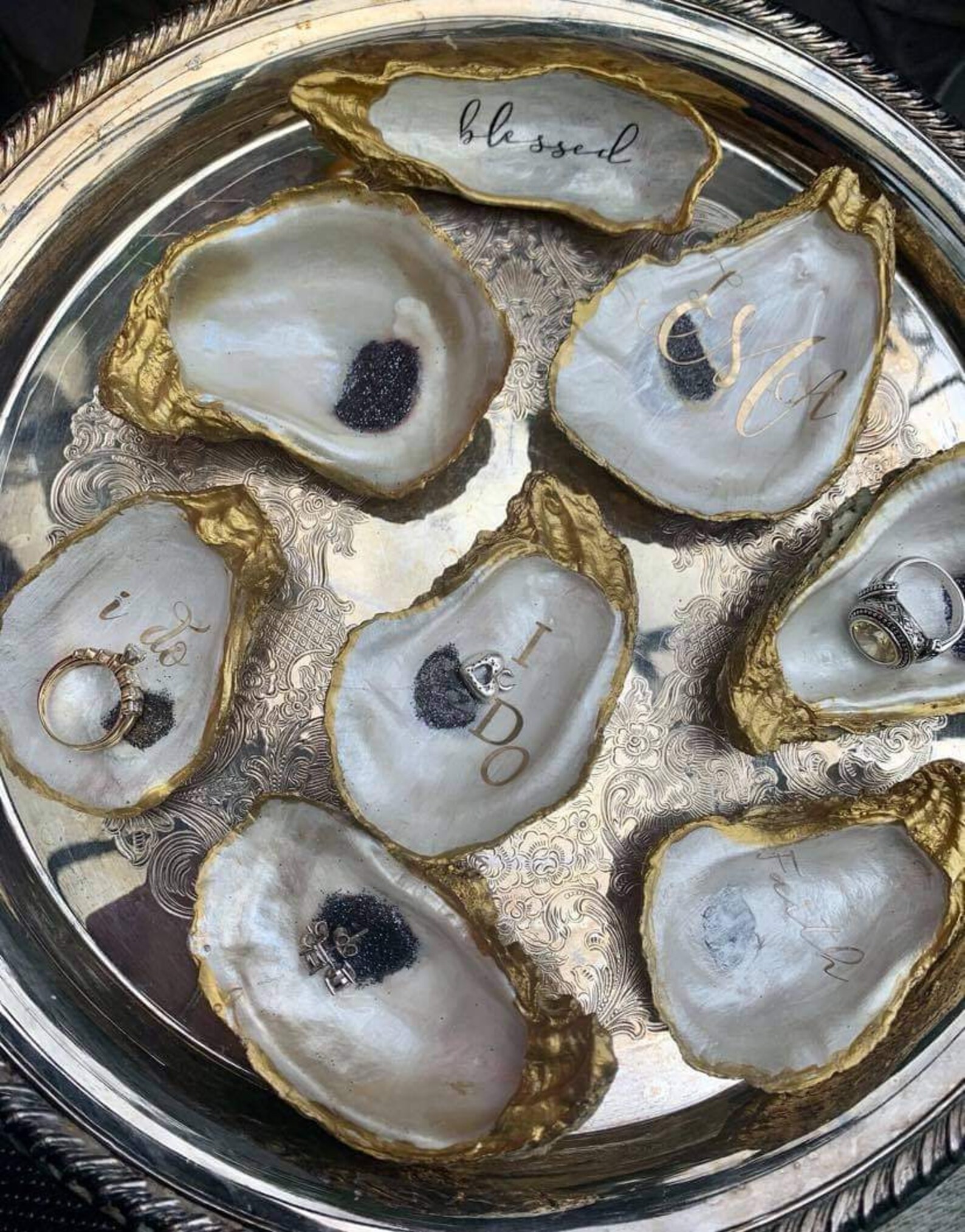 Customizable Oyster Shell Ring Holder Etsy