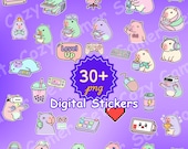 Kawaii Capybara Gamer Stickers Twitch Emotes Custom Emote PNG Digital
