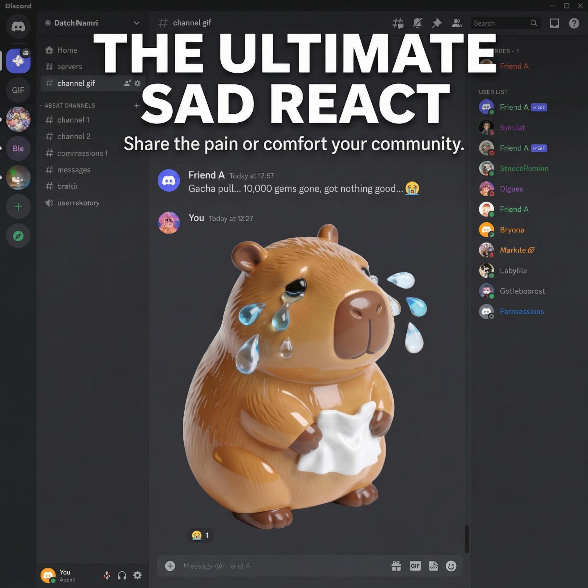Animated Sad Capybara Stream Overlay, 3D Crying Emote Video (digital ...