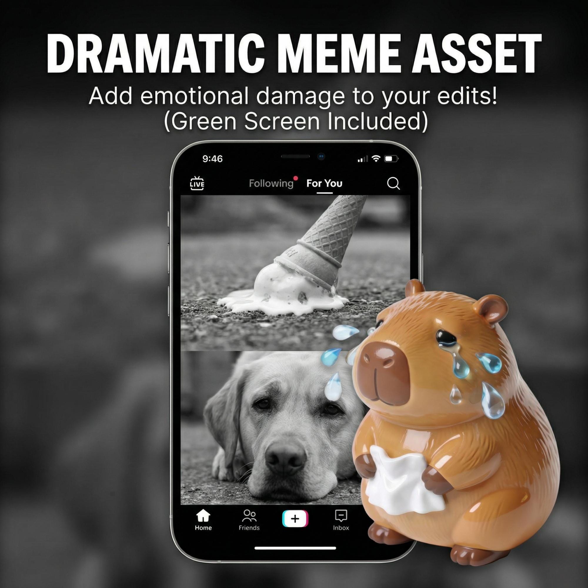 animated-sad-capybara-stream-overlay-3d-crying-emote-video-digital