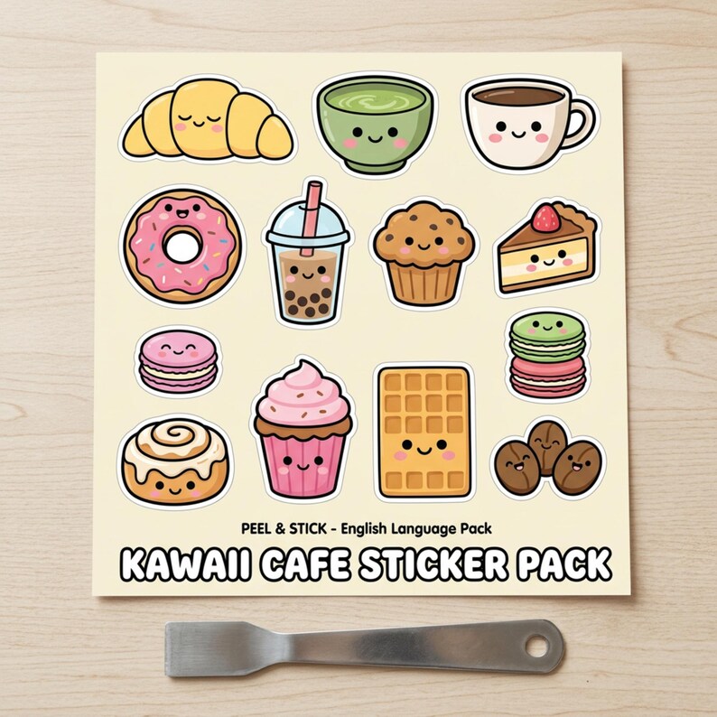 Kawaii Cafe Bakery Digital Stickers, Coffee Pre-cropped PNG for ...