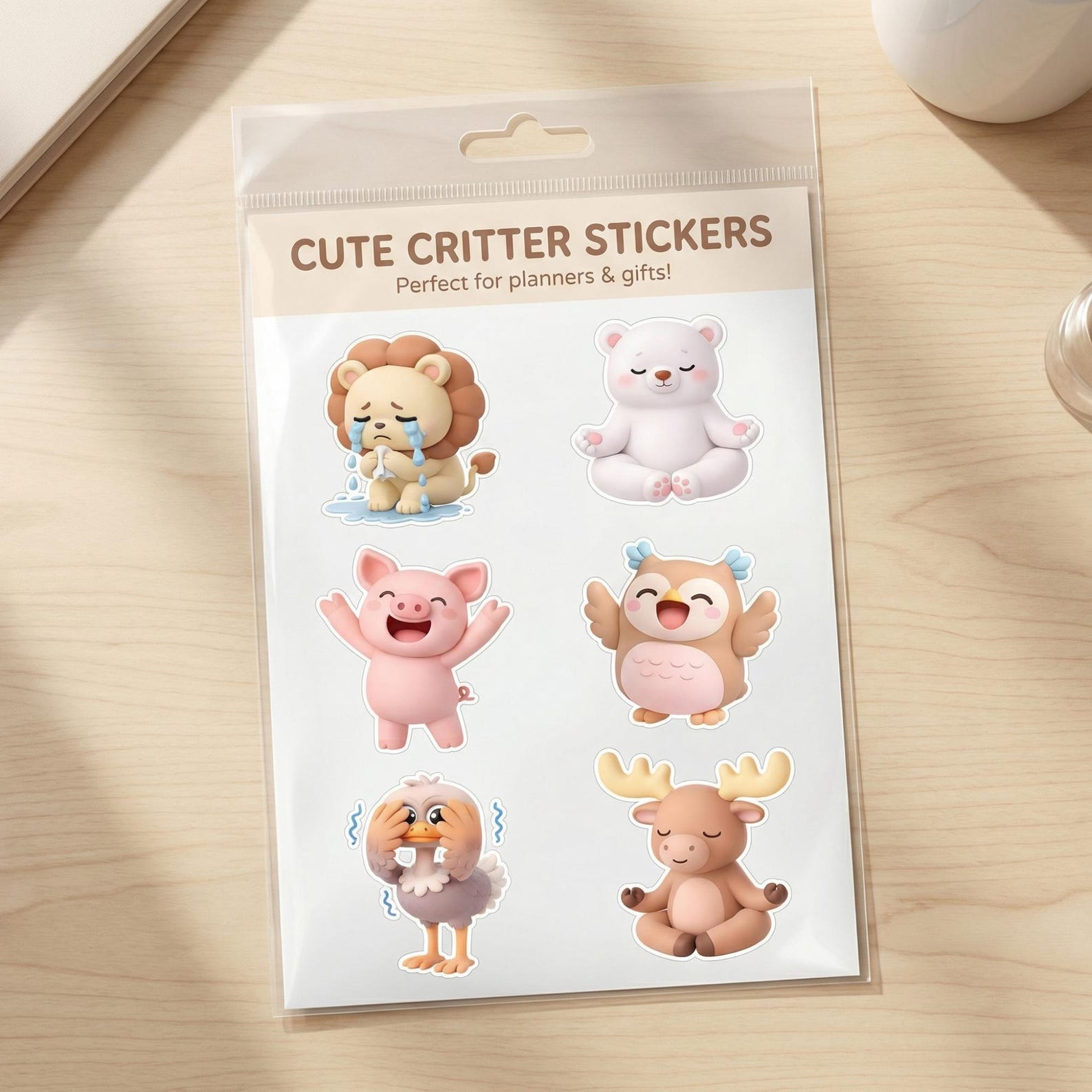 3D Cute Animal Emotions Stickers: Mood Tracker, Feelings Face PNG ...