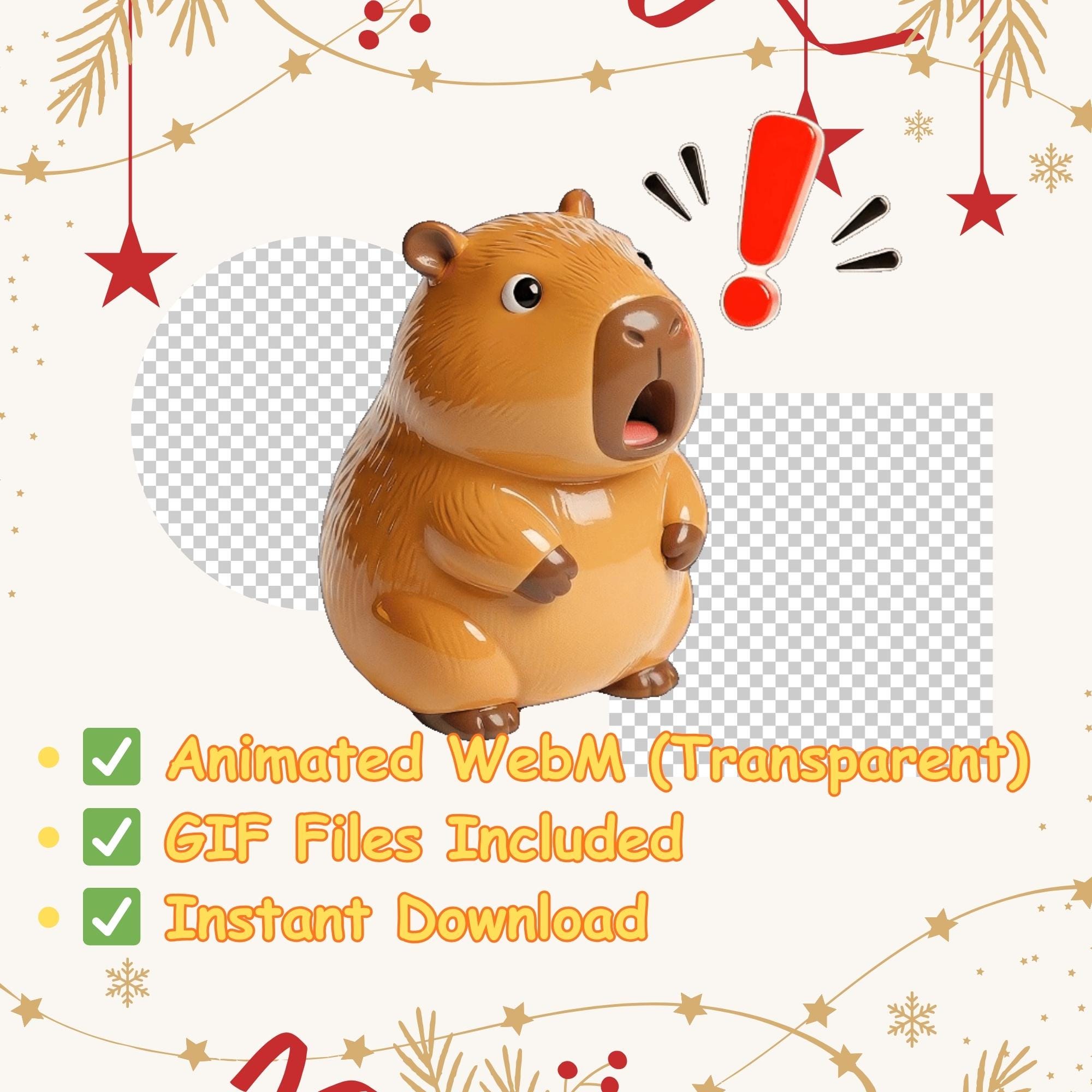 Animated Shock Capybara Stream Overlay, 3D Surprised Emote Video ...