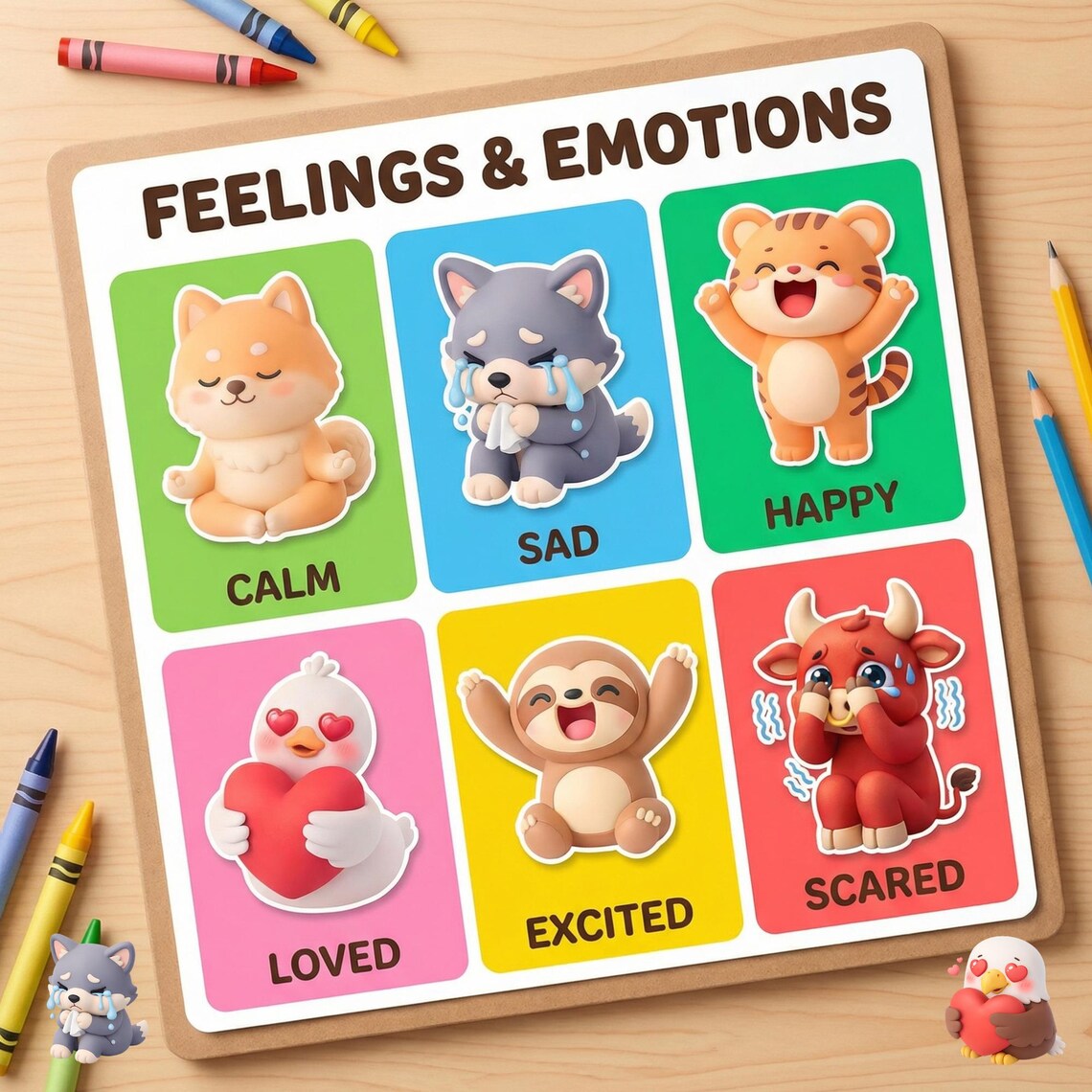 3D Cute Animal Emotions Stickers: Mood Tracker, Feelings Face PNG ...