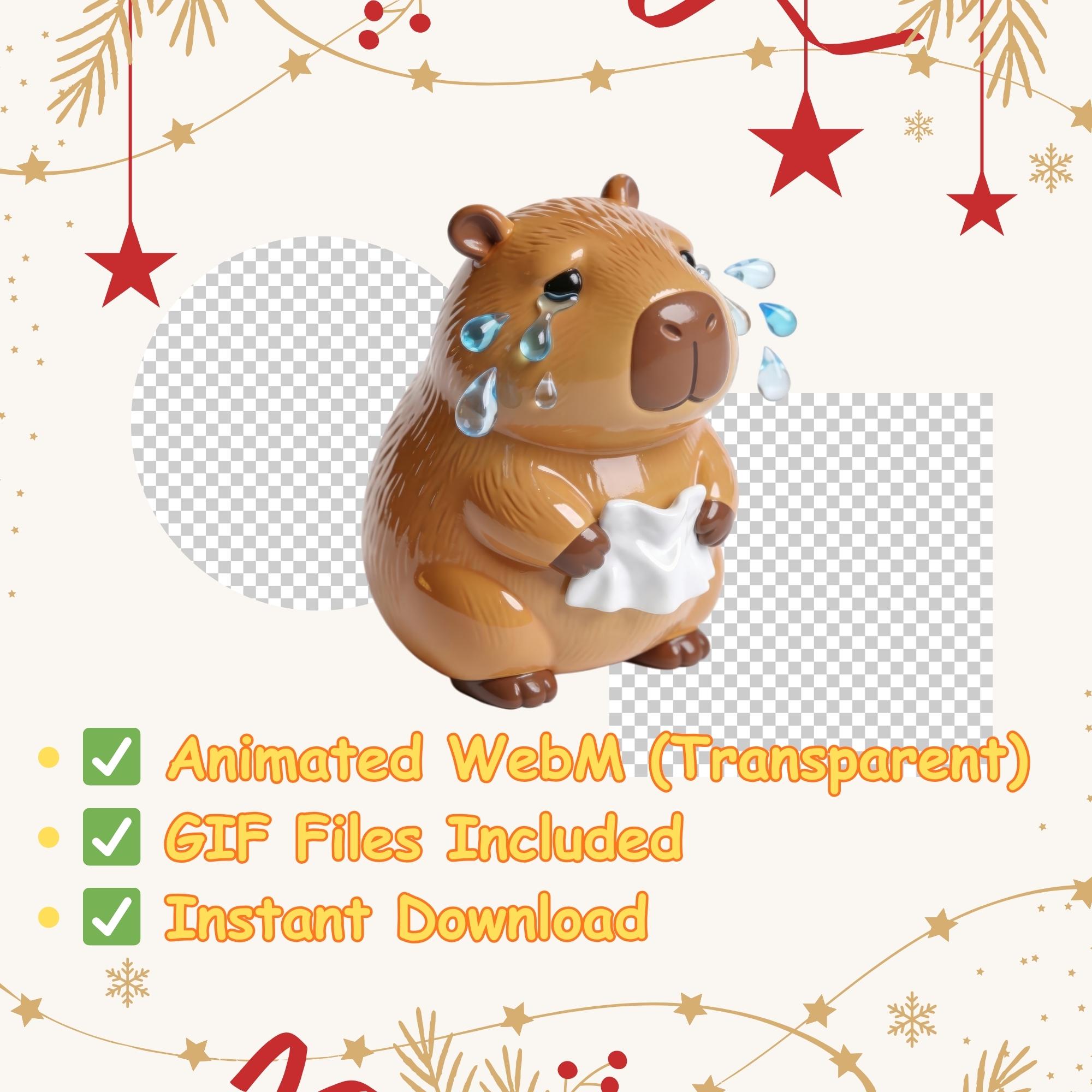 Animated Sad Capybara Stream Overlay, 3D Crying Emote Video (digital ...