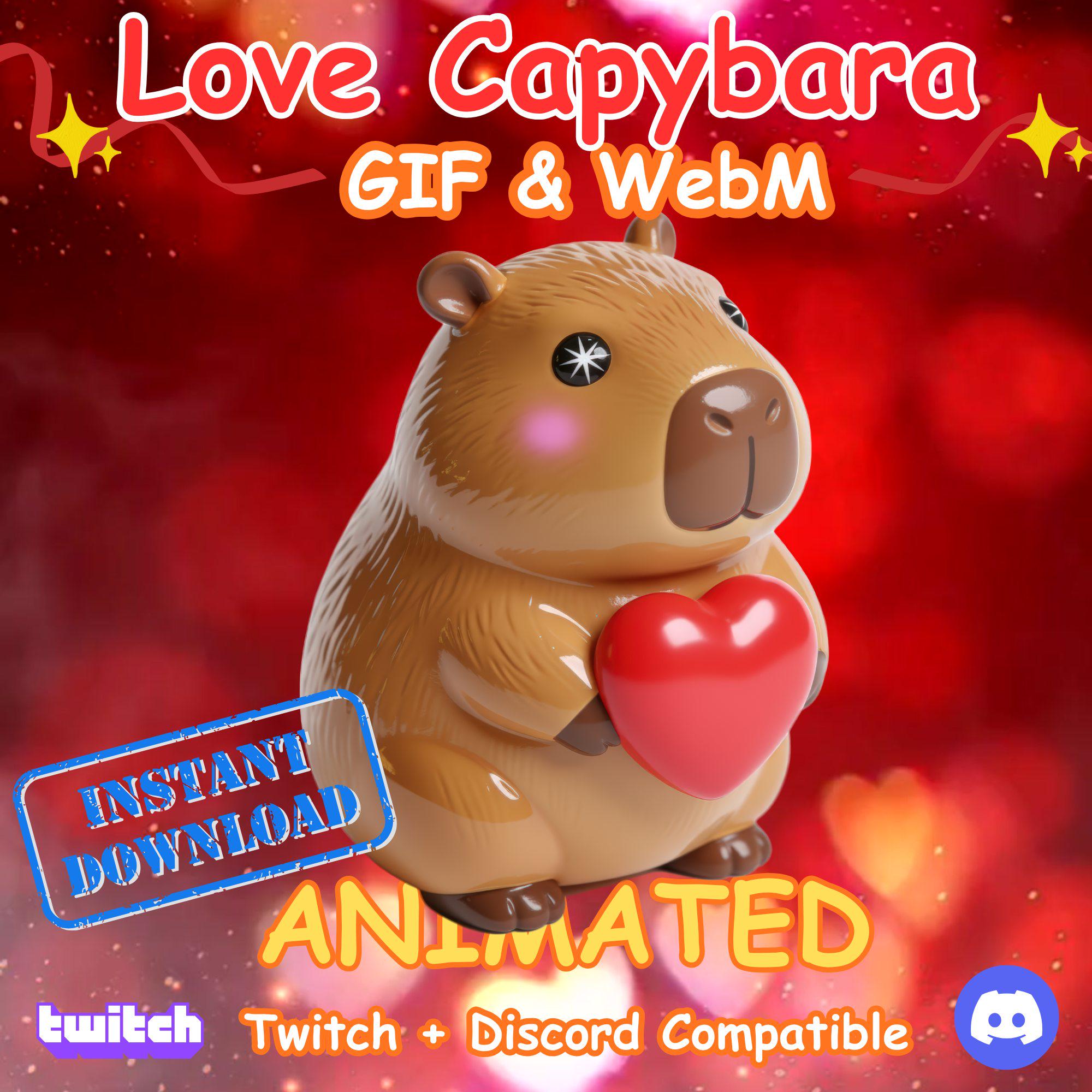 Liebe Capybara Stream Overlay, 3D Herz Emote Video (Digitaler Download ...