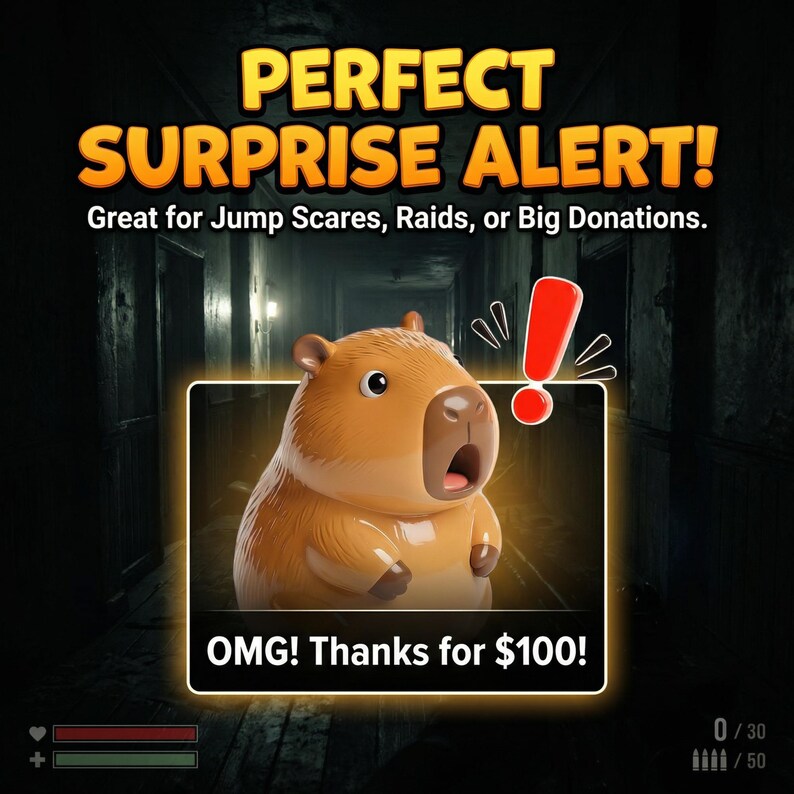 Animated Shock Capybara Stream Overlay, 3D Surprised Emote Video ...