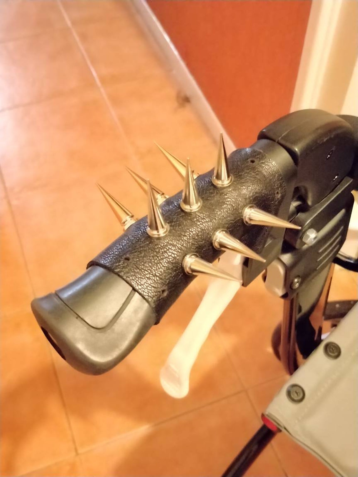 Spiked faux or real leather wheelchair handle covers Etsy