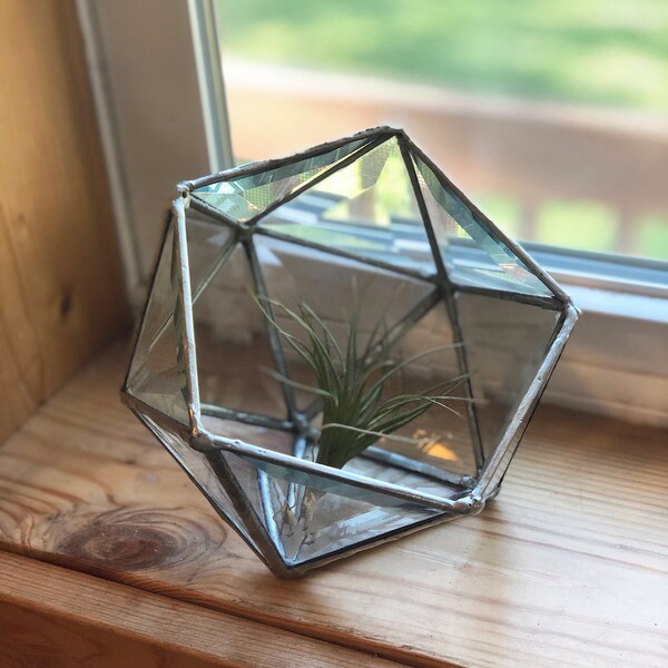 Stained Glass Air Plant Terrarium | Air Plant Holder | Glass Art | 3D Stained Glass | Beveled Glass Triangles | Air Plant House |