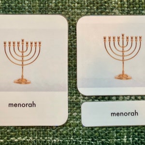 Cartes de langue Montessori Hanoucca en 3 parties PDF