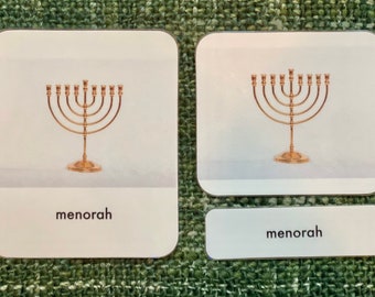 Hanukkah Cartes de langue Montessori en 3 parties PDF
