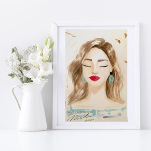 Original Woman portrait, watercolor Portrait, Wall art decor, college dorm decor, Christmas gift for her, feminist art, teen girl gifts