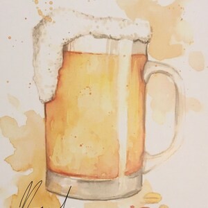 Bierprint, keukendecor, bierposter, bierliefhebber cadeau, bierteken, aquarel bierprint, biercadeau, bierkunst, bierdecor, bierwanddecor