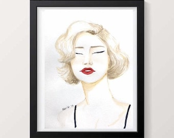 Portrait of women, Woman portrait, Portrait painting, Wall art portrait, Watercolor Portrait, Fashion illustration, Marilyn Monroe portrait
