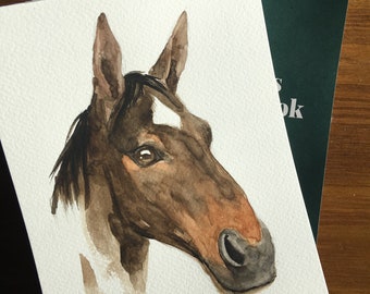 Dipinto ad acquerello originale di cavallo, ritratto equino, senza cornice