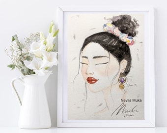 Original Woman portrait, Portrait painting, Wall art decor, Watercolor Portrait, women portrait, fashion portrait, watercolor portrait