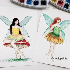CUSTOM / PERSONALISED ORIGINAL Fairy Painting, Fairy Decor, Custom Watercolor, Nursery Art, Fairy Wall Art, Fairy Print, Cottagecore Decor