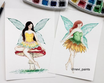 CUSTOM / PERSONALISED ORIGINAL Fairy Painting, Fairy Decor, Custom Watercolor, Nursery Art, Fairy Wall Art, Fairy Print, Cottagecore Decor